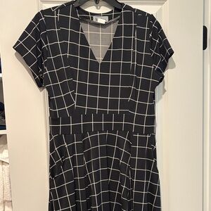 Karina Grimaldi Black and White Checkered Midi Dress